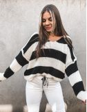 Sweter JENNA czarno-białe pasy